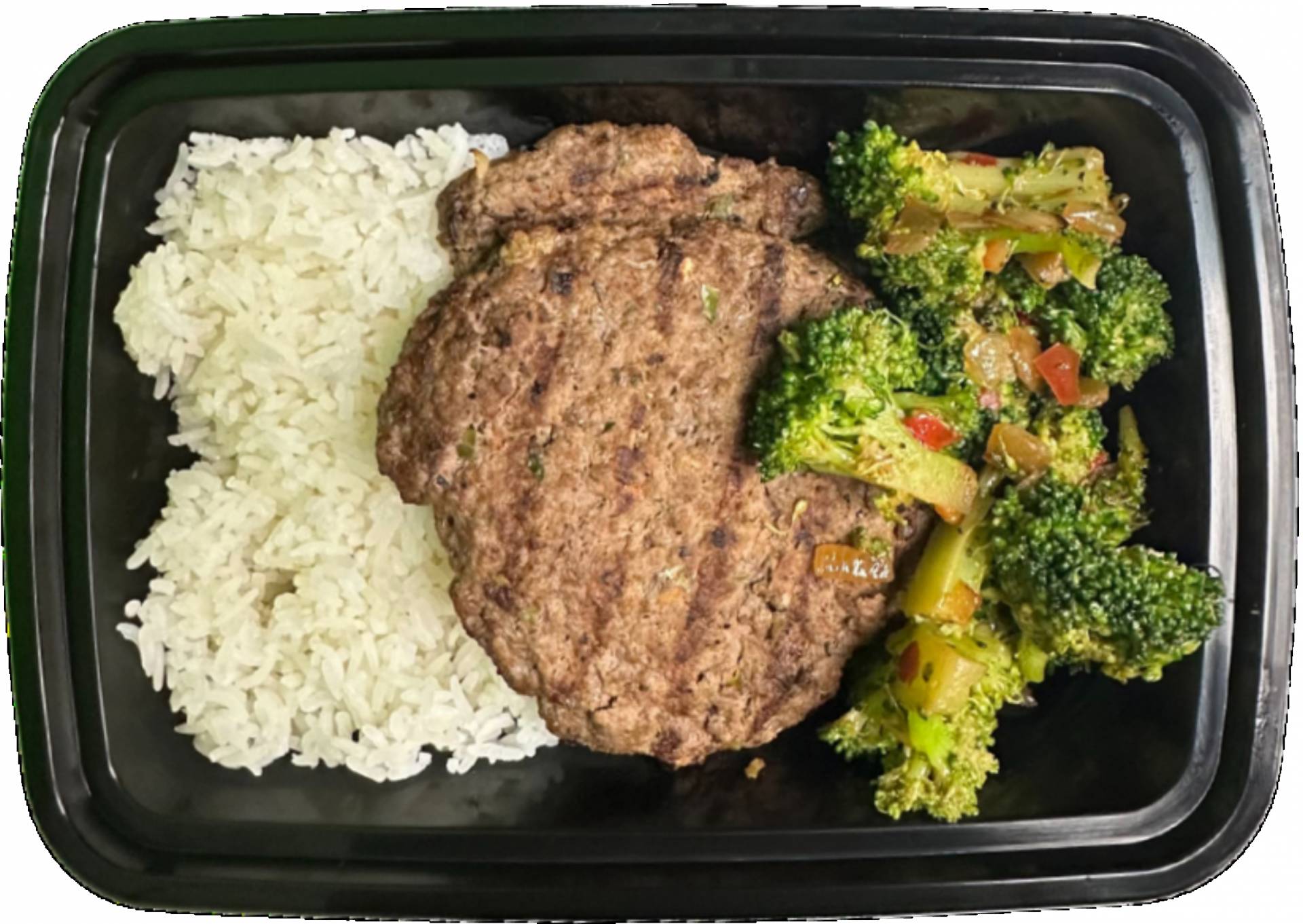 Bison Burger w/ Broccoli & Jasmine Rice