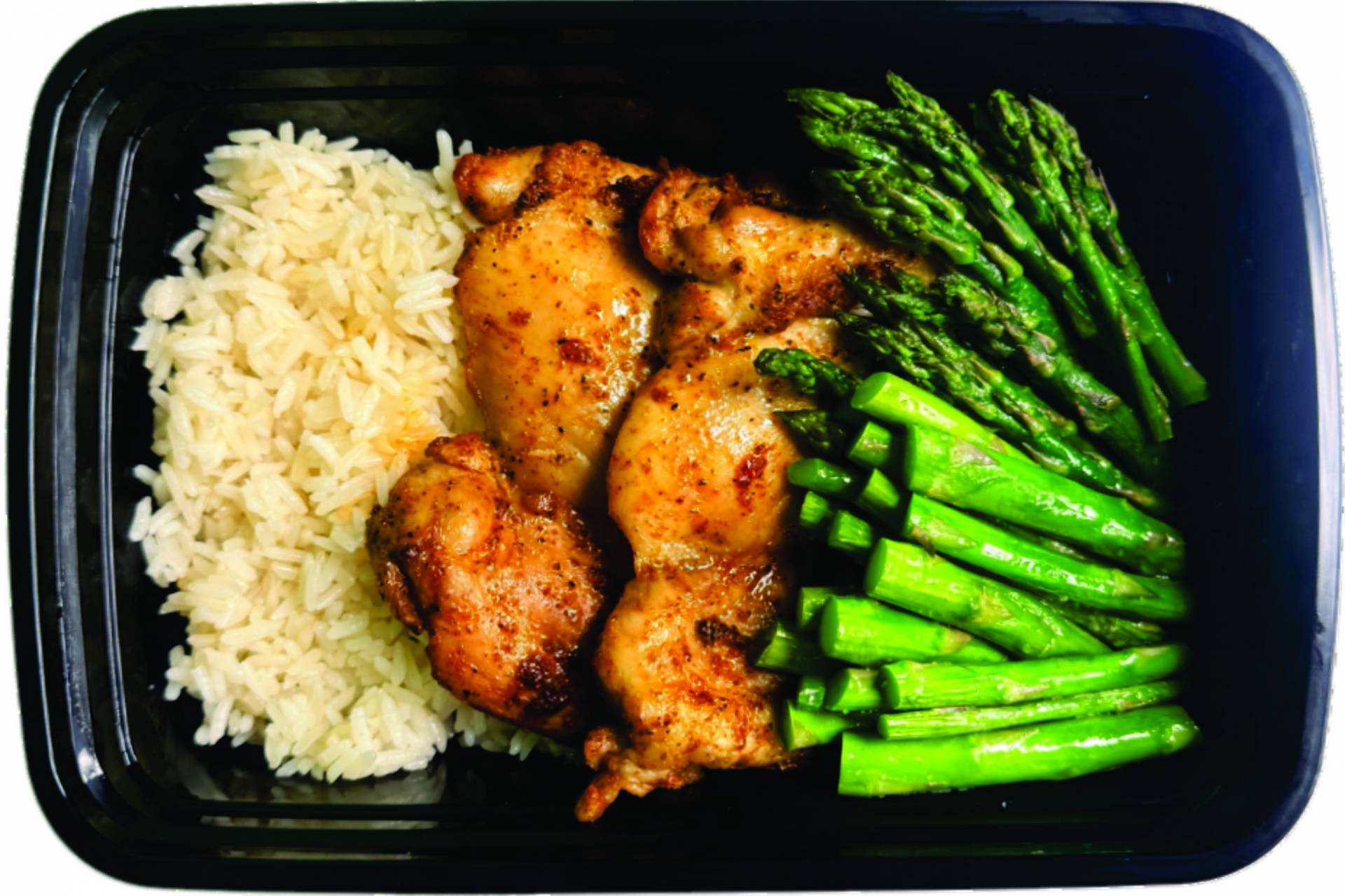 Garlic Butter Chicken, Jasmine Rice, & Asparagus