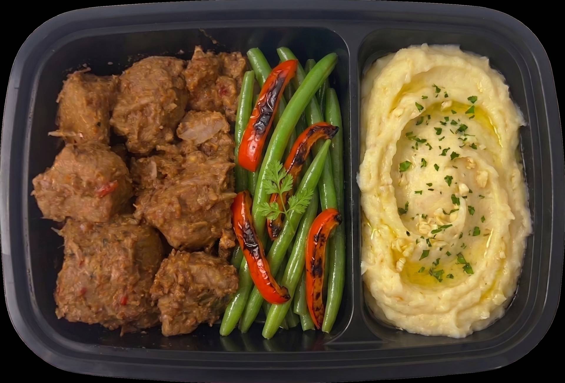Pork Roast Green Beans & Garlic Mash